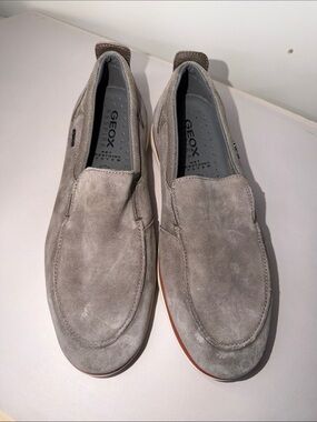 Geox Men's Suede Slip-On Loafers — Light Gray
